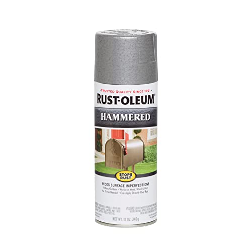 Rust-Oleum 7213830 Stops Rust Hammered Spray Paint, 12 Oz, Silver, 12 Ounce (Pack of 1)