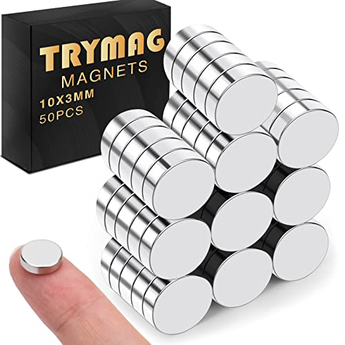 TRYMAG Small Magnets, Rare Earth Magnets, 50Pcs Strong Neodymium Magnets Tiny Round Fridge Magnets for Whiteboard, Refrigerator, DIY, Kitchen, Office Magnets