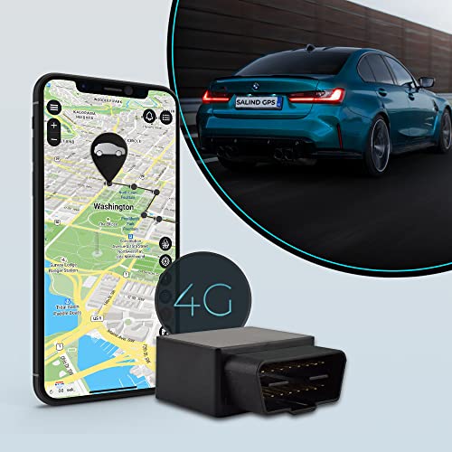 Salind GPS Permanent Battery via OBD 2 - Tracker for Vehicles, 4G LTE Real Time Monitoring & Tracking Device for Cars, Trucks, Fleets, Full Global Coverage, Car Tracking with Alarm Notifications