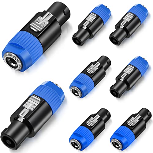 8 Pack NL4FC Speaker to 1/4 Adapter, Speaker Male to 1/4 inch TS Female Converter,1/4 inch Female to NL4FC Male Connectors