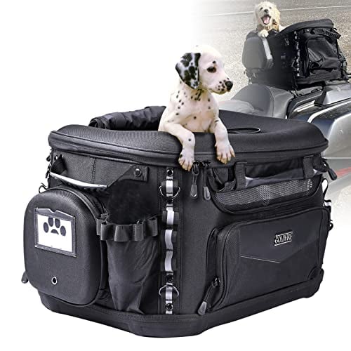 Sresk Motorcycle Dog/Cat Carrier Bag Portable Pet Carrier CrateWeather-Proof Pet Travel Bag for CVO Street Glide Road King Touring Trike Can Am Luggage Rack Passenger Seat Sissy Bar Straps (Black)