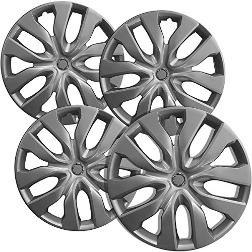 17 inch Hubcaps Best for 2014-2018 Nissan Rogue - (Set of 4) Wheel Covers 17in Hub Caps Silver Rim Cover - Car Accessories for 17 inch Wheels - Snap On Hubcap, Auto Tire Replacement Exterior Cap