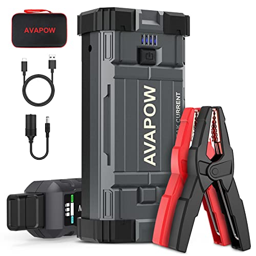 AVAPOW Car Battery Jump Starter 3000A Peak,Portable Jumpstart Starters for Up to 8L Gas 8L Diesel Engine with Booster Function,12V Lithium Jump Charger Pack Box with Smart Safety Clamp