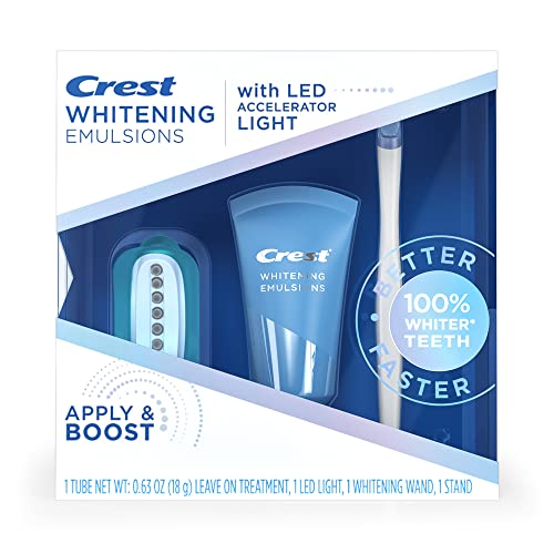 Crest Whitening Emulsions Leave-on Teeth Whitening Gel Kit With LED Accelerator Light, 0.63 Oz
