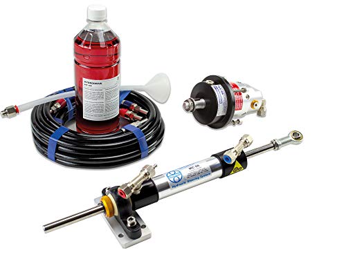 Hydrodrive MU50TF-MRA Inboard Hydraulic Steering System for Boats. Kit Includes: Hydraulic Helm, Cylinder, Twin Hose Set, Oil