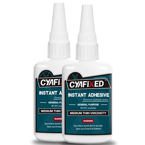 Strong Cyanoacrylate (CA) Super Glue by CYAFIXED, Fast Curing Medium-Thin Viscosity Instant CA Glue for Plastic, Rubber, Metal, Permanent Repair and DIY Household Clear Glue, 4 oz.