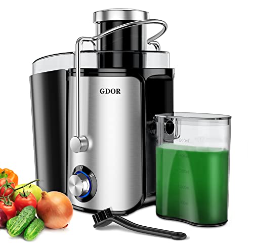 GDOR Juicer Machines with 1000W Motor, Extra Wide 3 Feed Chute Juicer, Juice Extractor for Whole Fruits and Vegetables, Easy to Clean Juice Maker, Centrifugal Juicer, BPA-Free, Anti-Drip, Silver