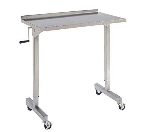 Suburban Surgical Company, Inc. Adjustable Over Instrument All Purpose/Medical Table, 23" x 40" Height from 39-62", Stainless Steel