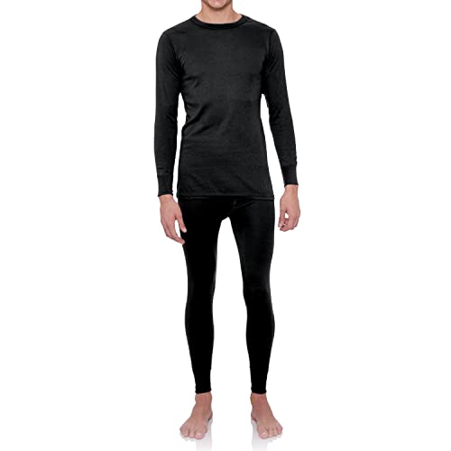 Rocky Thermal Underwear For Men (Thermal Long Johns Set) Shirt & Pants, Base Layer w/Leggings/Bottoms Ski/Extreme Cold (Black - Large)