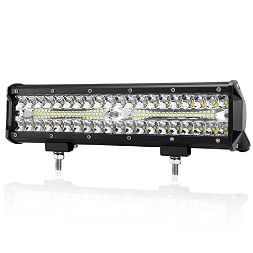 LITE-WAY 12 Inch LED Light Bar for Truck,ATV,UTV, Marine, IP68, 30000LM LED Pods Spot & Flood Combo Beam, 12V Triple Row Light Bar Off Road Driving Led Work Lights