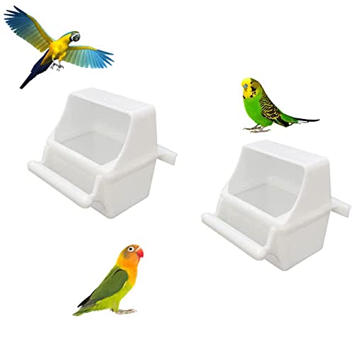 BRYHZKCM Small Bird Slot Feeder No Mess Cage Hanging Feeder Cup Plastic Food & Water Dispenser Bowl(2 Pieces)