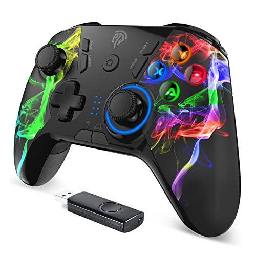 EasySMX PC Wireless Controller, Gaming Controller for Computer,Laptop,PS3,Android TV BOX, Nintendo Switch and Tesla with Turbo, Dual Vibration and 4 Programmable Keys, Battery Up to 14 Hours