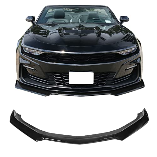 IKON MOTORSPORTS, Front Bumper Lip Compatible With 2016-2023 Chevy Camaro, 1LE Style Gloss Black Front Air Chin Dam Bodykit Underbody Lip Spoiler Splitter ABS Plastic