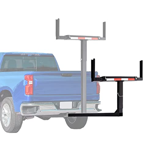 PENSUN Truck Bed Extender, 2 in 1 Design Foldable Pick Up Truck Bed Hitch Mount Extension Rack Canoe Kayak, 800lbs Load Capacity, Reflective Tape (Truck Bed Extender)