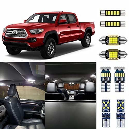 CUSMME Super Bright 9 Piece Canbus Interior LED Lights Package Kit, Replacement for 2016-2021 Toyota Tacoma 6000K LED Bulbs Lights + License Plate Lights + Install Tool