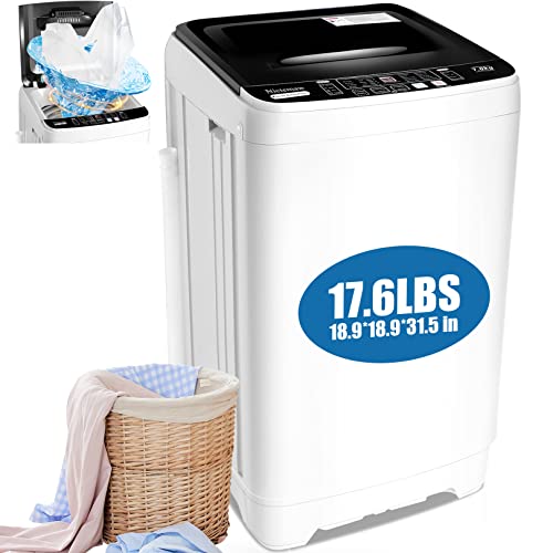 Nictemaw Portable Washing Machine .Lbs Capacity Portable Washer 1.9 Cu.ft Full-Automatic Compact Laundry Washer With Drain Pump,10 Wash Programs 8 water levels with LED display Ideal for Home