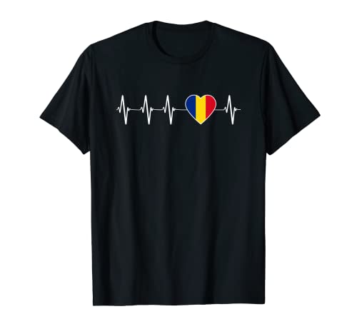 Romanian Heartbeat I Love Romania Heart Flag Family History T-Shirt