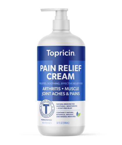 Topricin Pain Relief Therapy Cream (32 oz) Fast Acting Pain Relieving Rub for Back & Neck Aches, Fibromyalgia, Sciatica, Plantar Fasciitis, Sore Muscles & Joints, Carpal Tunnel, Chronic Pain