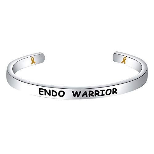 CHOORO Endo Warrior Bracelet Endometriosis Awareness Jewelry Yellow Ribbon Cuff Bracelet Endometriosis Warrior Support Gift (Endo Warrior cuff)