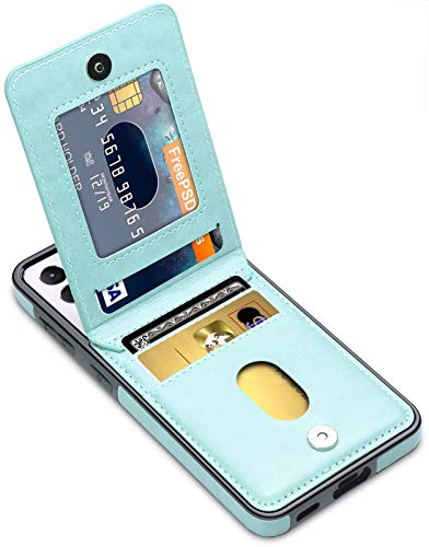 LakiBeibi Samsung Galaxy S21 Case, Dual Layer Lightweight Premium Leather Galaxy S21 Wallet Case with Card Holders Flip Case Protective Cover for Samsung Galaxy S21 5G 6.2 Inches (2021), Mint
