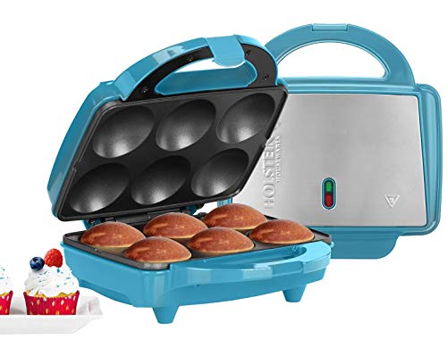 Holstein Housewares Non-Stick Cupcake Maker, Teal - Makes 6 Cupcakes, Muffins, Cinnamon Buns - Birthdays, Holidays, and More