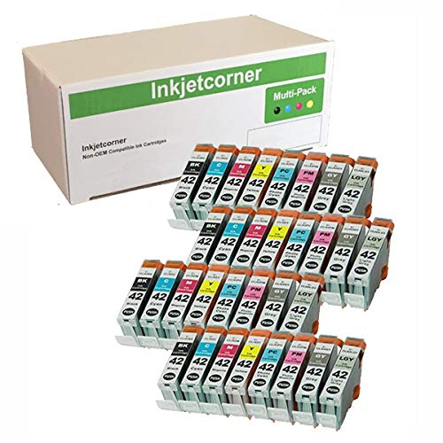Inkjetcorner Compatible Ink Cartridges Replacement for CLI-42 CLI42 for use with Pro-100 Pro 100 (4 Black, 4 Cyan, 4 Magenta, 4 Yellow, 4 Photo Cyan, 4 Photo Magenta, 4 Gray, 4 Light Gray, 32-Pack)
