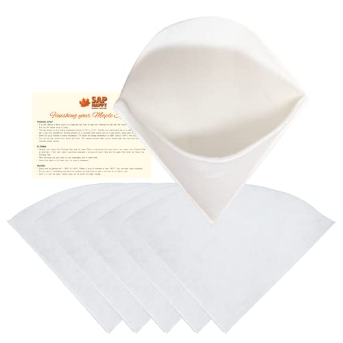 Sap Happy (6) Piece Maple Syrup Filter Set - (1) Heavy Duty Maple Sap Filter - (5) Syrup Pre Filters for Maple Syrup Production - (1) How-To Card for Maple Syrup Filtering.