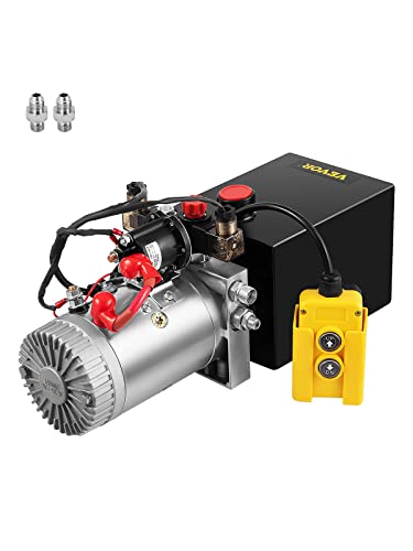 Mophorn Hydraulic Power Unit 8 Quart Hydraulic Pump Double Acting Hydraulic Power 12V DC with Metal Oil Reservoir Hydraulic Pump Power Unit for Dump Trailer Car Lifting