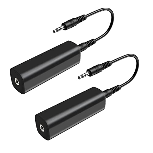 2 PCS Ground Loop Noise Isolator for Car Audio/Home Stereo System, Ground Loop Isolator Noise Filter with 3.5mm Audio Cable