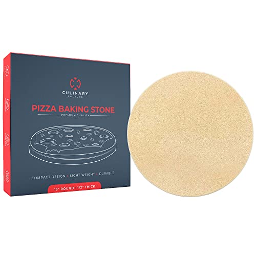 Culinary Couture 15" Round Pizza Stone for Oven and Grill - Cordierite Pizza Stone for Bread, Calzone, Cookies - Oven and Grill Pizza Stone for Outdoor Grill, Stone Pizza Pan for Oven