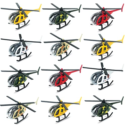 Tcvents Diecast Helicopters, 12 Pack Airplane Toys Plane Helicopter Toys for Boys 3 4 5 6 7 Year Old, Kids Play Vehicles Airplanes Gifts for Toddler Kids 2-8 Years Old Birthday Party Favors