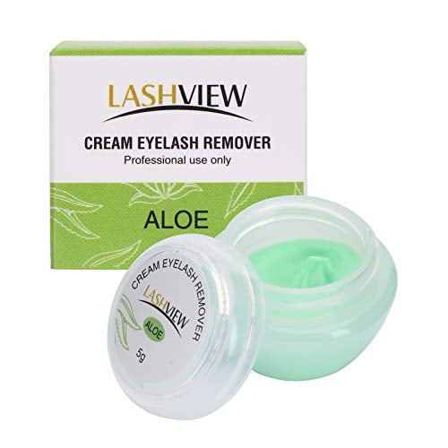 LASHVIEW Eyelash Extension Remover Cream, Light Aloe Flavor Cream,Eyelash Adhesive Remover, Low Irritation Cream for Sensitive Skin Professional Eyelash Extensions Dissolves for Salon,5g