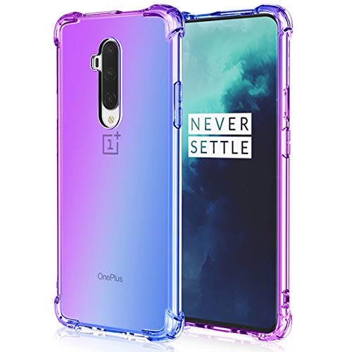 Ueokeird OnePlus 7T Pro Case, One Plus 7T Pro Case, Clear Cute Gradient Slim Anti Scratch Flexible TPU Cover Reinforced Corners Shockproof Phone Protective Case for OnePlus 7T Pro 5G (Purple/Blue)