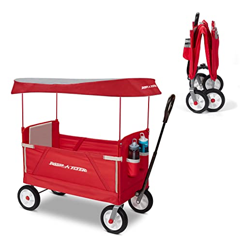 Radio Flyer 3 in 1 Off-Road EZ Fold Wagon with Canopy, Red Folding Wagon