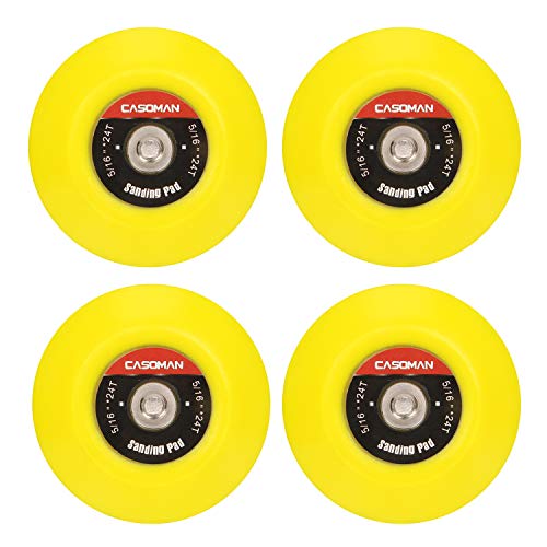 CASOMAN 3-Inch Dual-Action Hook & Loop Fastener Flexible Backing Plate 3"/ 75mm Polishing Pad with 5/16"-24 Threads, 4 PCS Set