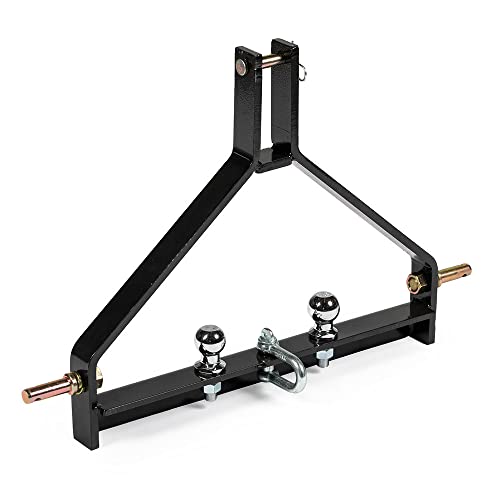 Titan Attachments 3 Point Tractor Drawbar Trailer Hitch Fits Category 1 Tractors, Quick Hitch Compatible, 8000 LB Towing Capacity, Towable Clevis Hook, 2" and 1 7/8" Ball Mount Included
