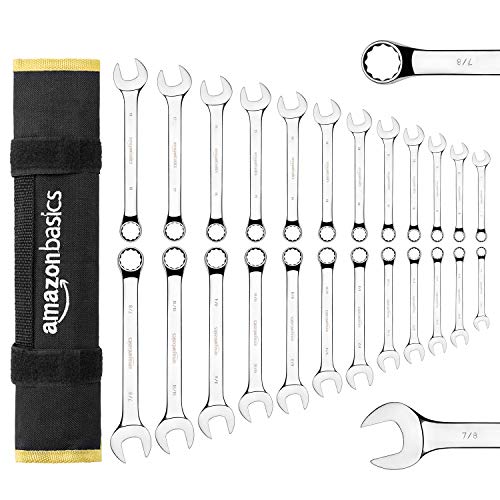 Amazon Basics Combination Metric and SAE Wrench Set - Set of 24 Pieces