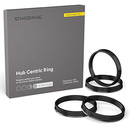 StanceMagic Hubcentric Rings (Pack of 4) - 64.1mm ID to 72.6mm OD - Black Poly Carbon Plastic Hubrings Hub - Only Compatible with Honda Acura with 64.1mm Vehicle Hubs and 72.6mm Wheel Centerbore