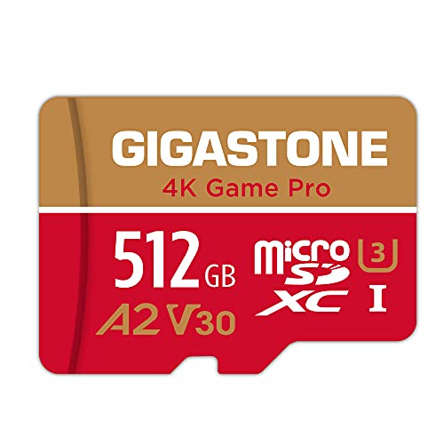 [5-Yrs Free Data Recovery] Gigastone 512GB Micro SD Card, Game Pro, MicroSDXC Memory Card for Nintendo-Switch, GoPro, Action Camera, DJI, 4K UHD Video, R/W up to 100/60 MB/s, UHS-I U3 A2 V30 C10