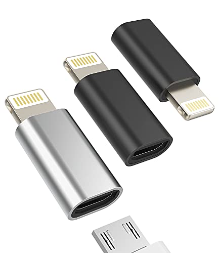 3Pack,Compatible for Lightning to Male Micro USB Female Adapter Compatible with Iphone 12 11 pro max mini xs xr x se 7 8 6s 6 5s plus for Ipad air Charging Cable Connector power Charger Converter Port