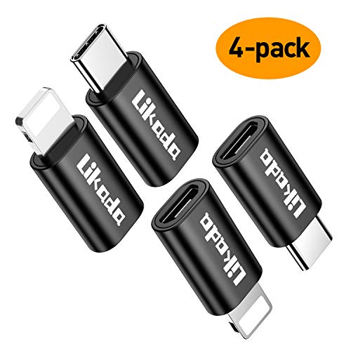 Micro USB to USB C Adapter, Micro USB to iOS Adapter 4 Pack Fast Charging Data Transfer Convert Compatible with Samsung Galaxy S10 S9 Note 9, Compatible with iPhone 12/11/8plus/ iPad