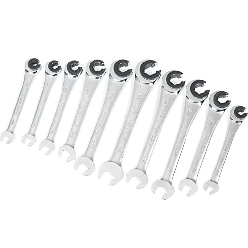 Anbull Combination Ratcheting Wrench Set SAE with Open End, Standard Tubing Ratchet Wrench Chrome Vanadium Steel 3/8'' 7/16'' 1/2'' 9/16'' 5/8'' 11/16'' 5/16'' 11/32'' 19/32'' 3/4'' 10PCS