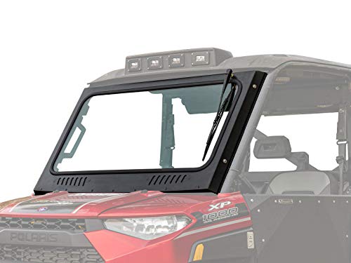 SuperATV Vented Front Glass Windshield for 2017+ Polaris Ranger XP 570 / XP 900 / XP 1000 (See Fitment) | DOT Approved Laminated Safety Glass Windshield | Includes Manual Wiper | Easy to install