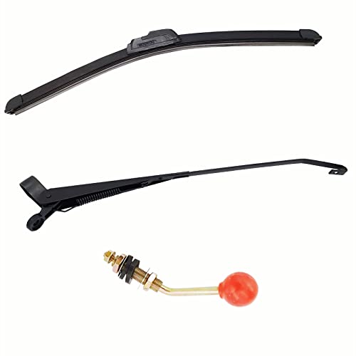 15.7 Inch Universal UTV Windshield Wiper Hand Front Operated Kit Compatible with Polaris Ranger RZR 800 900 Kawasaki Can Am of Manual Windshield Wiper(1 Pack)