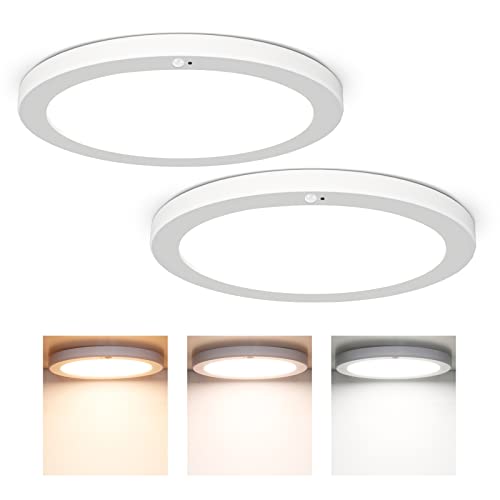 Motion Sensor Ceiling Lights, 2 Pack Motion Sensor Recessed Light 8.7 Inch Flush Mount Lighting Fixtures, 15W 1500LM 3CCT(2700K/4000K/5000K) Recessed LED Ceiling Light for Closet Bathroom Hallway