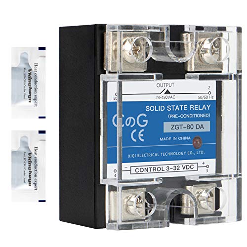 CG Solid State Relay SSR-80DA DC to AC Input 3-32VDC To Output 24-480VAC 80A Single Phase Plastic Cover