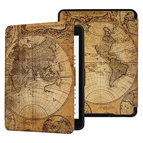 QIYI Folio Case for Kindle Paperwhite Fits All Paperwhite Generations Prior to 2018 (Not Fit All-New Paperwhite 10th Gen) E-Reader Covers PU Leather Smart Cover - Old Map