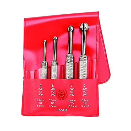 Starrett Small Hole Gage Set with Smooth, Sensitive Adjustments - 125-.500" (3.2-12.7mm) Range, 2-7/8-3-1/2" Length (75-90mm), 829A/B/C/D with Case, 4-Pack - S829EZ