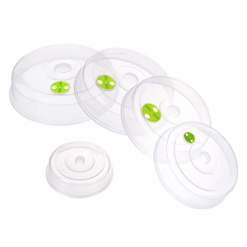 Set of 5 Microwave Plate Covers with Adjustable Steam Vents; Microwave Splatter Covers - Mixed Sizes for Large & Small Food Plates Bowls