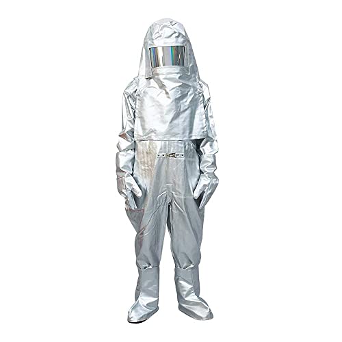 MXBAOHENG Heat Resistant Suit Anti Thermal Radiation Suit 1000-1200 degree Fireproof flameproof Coveralls Composite Aluminium Foil Firefighter Uniform(L)
